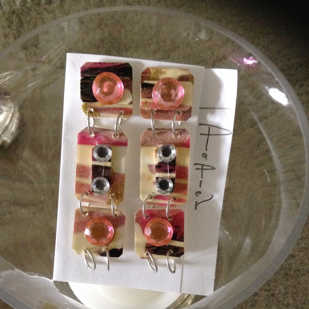 SWIRLS PINK OPALESCENT CREAM handmade earrings